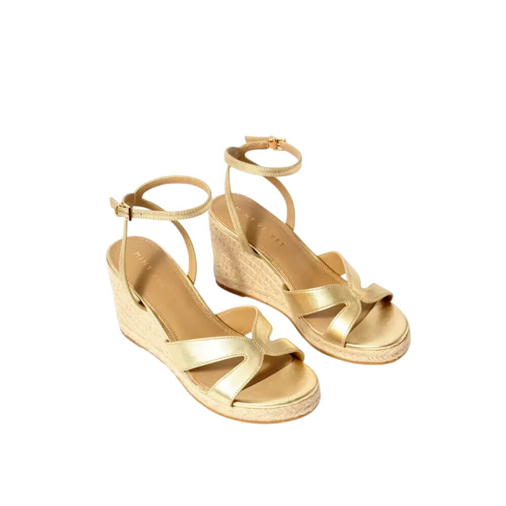 Mint Velvet Jase Gold Leather Espadrille Sandal